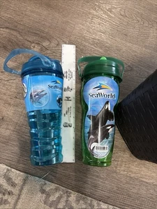 2Sea World Orlando Azul/Verde Fácil Transporte Mango Repuesto Sin Derrames Pajita Inserto Tapa - Imagen 1 de 14