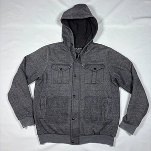 Acrylick Gray Hooded Jacket Y2K Urban Hip Hop Soul Art DJ Street Wear Mens Med - Picture 1 of 9