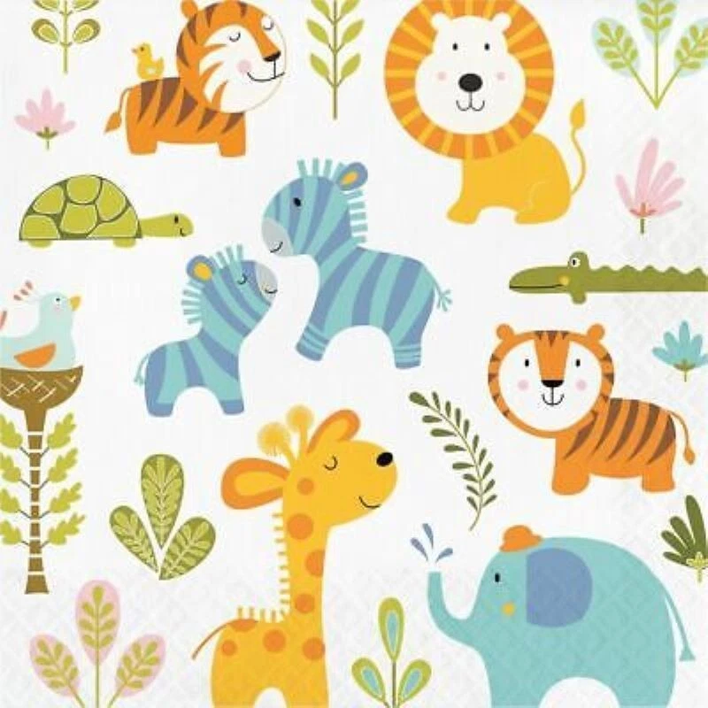 Happi Jungle Print 16 Ct Luncheon Napkins 1st Birthday Baby Shower - Image 1 of 1
