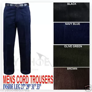 MENS CORDUROY CORD TROUSERS COTTON FORMAL CASUAL SMART BIG PLUS BELT POCKET PANT - Picture 1 of 5