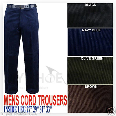 MENS CORDUROY CORD TROUSERS COTTON FORMAL CASUAL SMART BIG PLUS BELT POCKET PANT
