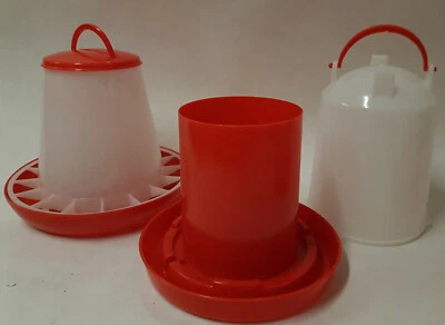 Geflügel, Hühner Futterspender für 3 KG + Zylindertränke 2,5 L ANTIBAKTERIELL  - Bild 1 von 4