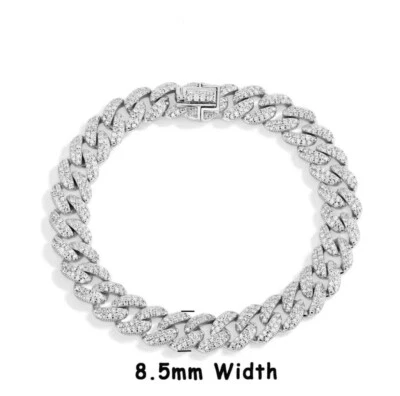 5ct Cuban Bracelet Diamond Test Pass Lab-Created VVS1/D/Excellent Width 8mm 17cm - Image 1 of 3