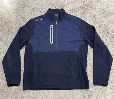 RLX Ralph Lauren Golf Tour Fleece 1/2 Zip Pullover Navy Men’s Medium NWOT - Image 1 of 4