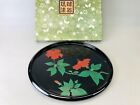 Y6696 TRAY Ryukyu lacquerware Makie Hibiscus signed box Japan antique obon ozen
