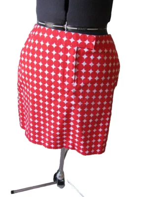 Larry Levine Size 14 Stretch Orange / White Polka Dots  Women Skirt  New - Image 1 of 4