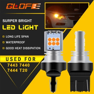 GLOFE 2X 7440 7441 7443 7444 Amber Yellow 3000K LED Rear Turn Signal Light Bulbs - Picture 1 of 11