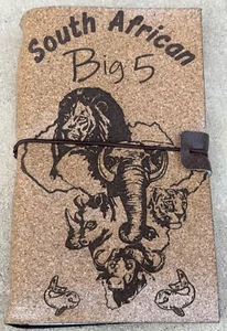 South African Big 5 Cork Canvas Journal Made In Cape Town 7.75" x 4.5" - New! - Picture 1 of 14