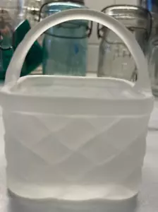 Cesta de cristal satinado esmerilado vintage imperial con asa años 70 - Imagen 1 de 6