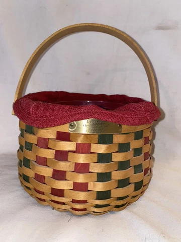 Longaberger Christmas Collection 2003 Caroling Basket with liner & Protector Cover