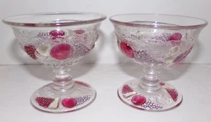 Taza de Sherbet de Postre de Dos Vasos Prensados Arándano Relieve Patrón de Fruta - Imagen 1 de 4
