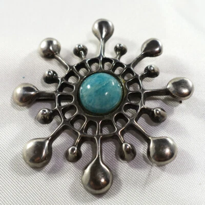 David Andersen Anhänger 925 Silber Amazonit Brosche Unn Tangerud / CU 285(17) - Bild 1 von 4