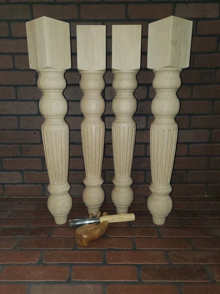 Patas de mesa de granja de roble blanco estriado de 4" x 29" Foto 1 de 1