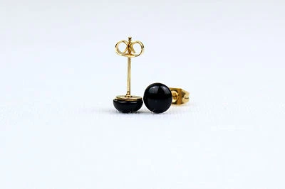 Pendientes De Stud De Ónix Negro De 6 Mm - Imagen 1 de 2