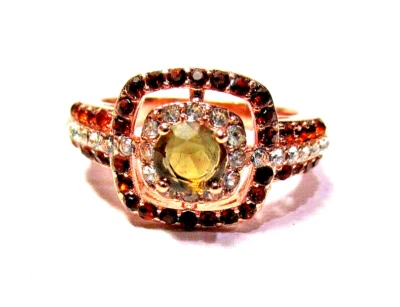 White Gold Filled Rose Gold Champagne Cubic Zirconia Ring Size 6.5 -NWOT (#1789) - Image 1 of 4