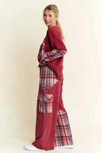 J. Her Patchworkhose in Burgunderrot UVP 68 $ Small - Bild 1 von 2