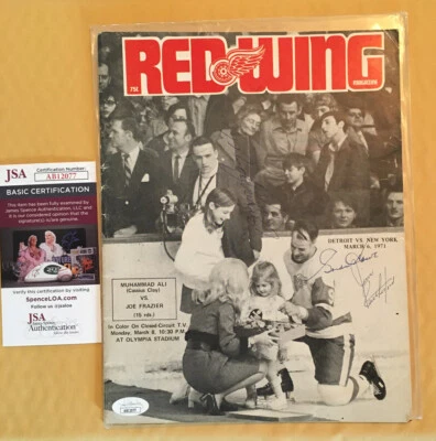 Revista Red Wings firmada por Gordie Howe Mickey Reedmond y Jim Rutherford JSA  Foto 1 de 3