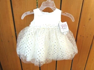 NEW Carters Baby Girls Clothes Dress Gold White Christmas Party Wedding 3M 3 - Picture 1 of 11