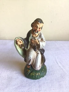Estatuilla Belén Sabio Arrodillado Pintado a Mano Navidad Cerámica Italiana De Colección - Imagen 1 de 9