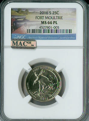 2016 S FORT MAULTRIE QUARTER NGC MS66 MAC PL PQ 2ND FINEST GRADE SPOTLESS .  - Image 1 of 3