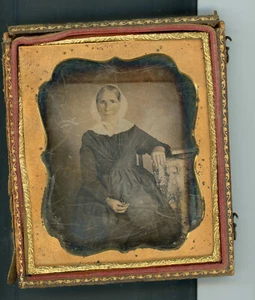 Antique Daguerreotype 2.5 x 3" woman dress bonnet - Picture 1 of 1