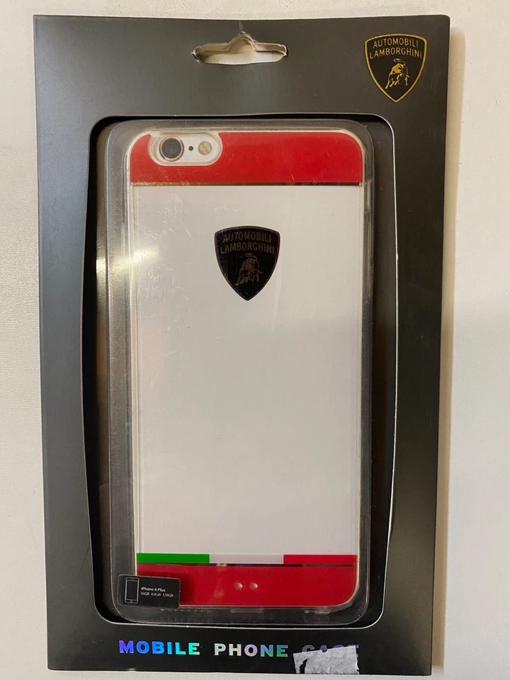 Custodia cellulare Lamborghini iPhone 6 Plus cover rigida rossa bianca phonecover custodia cellulare - Immagine 1 di 1