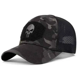 BLACK CAMO PUNISHER OPERATORS TACTICAL HAT. ADJUSTABLE STRAP. NEW IN BAG. - Picture 1 of 13