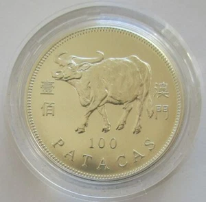 Buey Lunar Macao 100 Patacas 1997 plata BU - Imagen 1 de 2