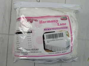 Falda de cama Harmony Lane Olympic Queen blanca con volantes 66x80 nueva - Imagen 1 de 1