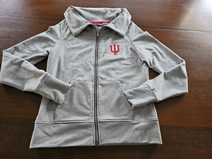 Indiana Hoosiers IU Colosseum Gray Striped Zip Up Jacket Thumb holes Women's M - Picture 1 of 10