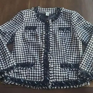 Laura Ashley Houndstooth Rhinestone Embellished Blazer Size M - Picture 1 of 5