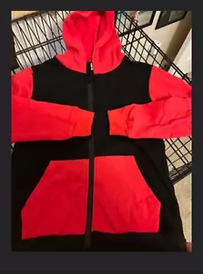 Kids Boys Girls Black Red Pullover Hoodie Casual Hooded Sweatshirt - Picture 1 of 2