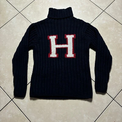 Suéter De Colección Tommy Hilfiger Big H Tejido Corderos Lana Acanalado L/S Cuello Alto M De Colección Foto 1 de 4