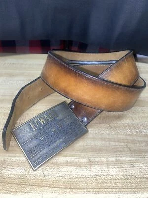Cinturón de cuero con hebilla de latón recompensa Billy The Kid Dead or Alive cremallera oculta talla 34 Foto 1 de 4
