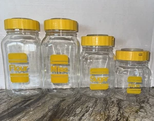 1960s Glass Canister Jar Set RARE Fidenza Vetraria Per Alimenti MCM EUC - Picture 1 of 7