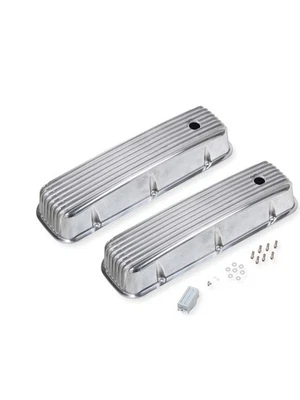 Mr Gasket Valve Cover Tall Breather Holes Hardware Included Finned Alum (6859G) - Image 1 of 4