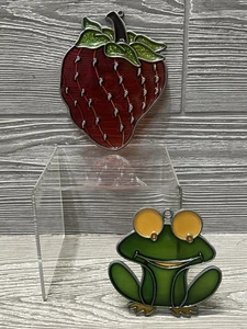 Buntglas Frosch & Erdbeere Sonnenfänger Vintage Retro Fensterdeko - Bild 1 von 5