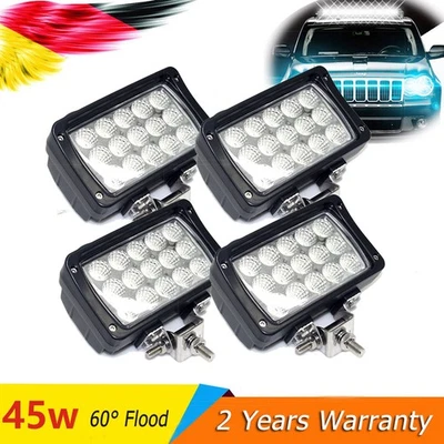 WELLIT Faro Da Lavoro LED 12V 24V, 4 x 45W Luce Lampada Faretto Per Fuoristrada Auto