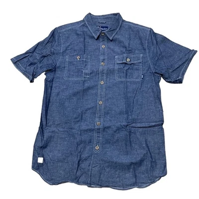 Camisa O'neill Cambray Abotonada Hombres L Azul Marrón Botón Western Clásico Playa Foto 1 de 4