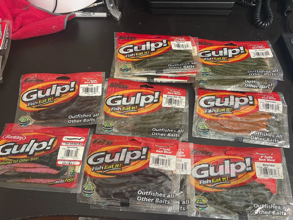 Berkley Gulp! Gusano trasero tortuga 4-7" 10-12ct muchos colores nuevo en paquete Foto 1 de 1