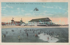 Savannah Georgia GA - PAVILION AT TYBEE ISLAND BEACH - Postcard - Imagen 1 de 2