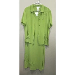 Studio I leichtes 2-teiliges limettengrünes Damenkleid Vintage-Stil Größe 18 - Bild 1 von 10