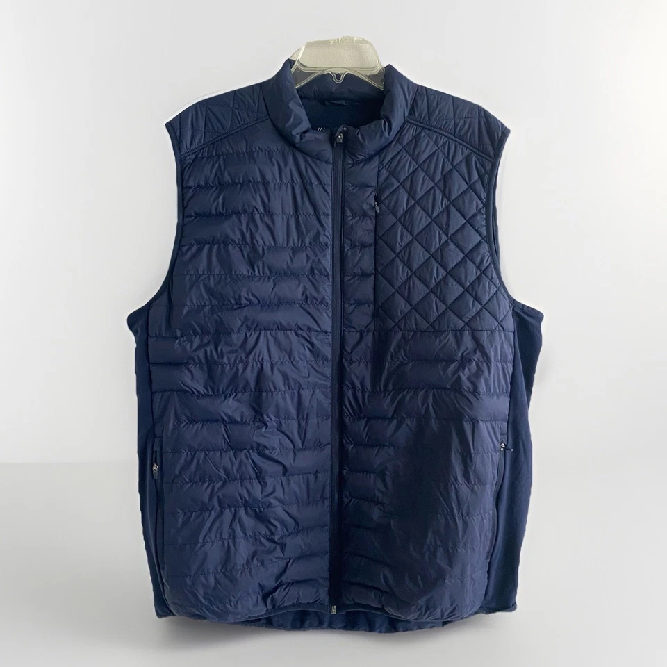Walter Hagen 11 Navy Blue Down Fill Front Zip up Quilted Golf Vest Men's Size XL - Image 1 of 4
