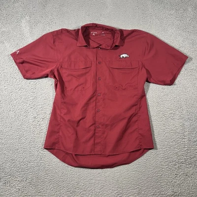 Arkansas Razorbacks Shirt Men's Sz M Antigua Vented Fishing Outdoor Short Sleeve - Image 1 of 4