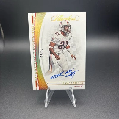 2023 Panini Flawless Collegiate Lance Briggs Campus Legends Auto Gold /10 SSP - Image 1 of 2