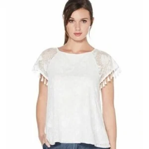 Laundry By Shelli Segal Embroidered Short Sleeve Top White Large MSRP $138 - Picture 1 of 2
