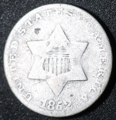 1852 THREE 3 CENT SILVER TRIME - Image 1 of 2