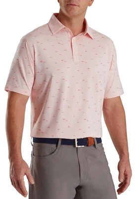 FootJoy School of Fish Print Golf Polo Shirt In A Pink/Quartz Color. Size XL EUC - Image 1 of 4