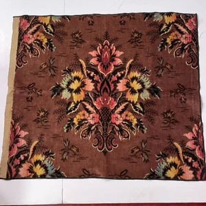 ATQ VELVET TAPESTRY FABRIC SAMPLE - UPHOLSTERY PILLOW MULTICOLOR STYLIZED FLORAL - Picture 1 of 15