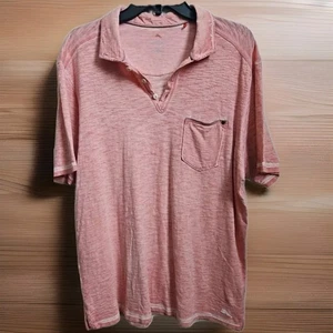 Tommy Bahama Distressed Beach Summer Coral Pink Polo Shirt SS Men's Size Large - Picture 1 of 8